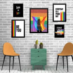 Kit 5 Quadros LGBT - Bandeira - com vidro