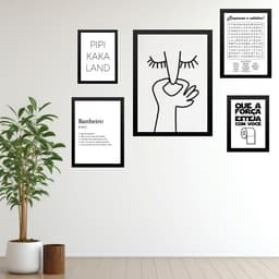 Kit 5 Quadros Para Banheiro Frases Divertidas - com vidro