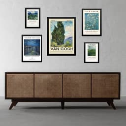 Kit 5 Quadros Van Gogh - Azuis e Verdes