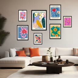 Kit 7 Quadros Decorativos Flower Market Cidades - com vidro