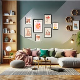 Kit 7 Quadros Matisse Abstrato Rosas e Pastéis - com vidro