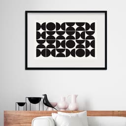 Quadro Abstrato Bauhaus P&B - 60x48cm