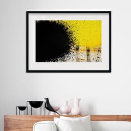Quadro Abstrato Horizontal Amarelo e Preto - 60x48cm