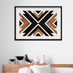 Quadro Abstrato Horizontal Madeira Preto - 60x48cm