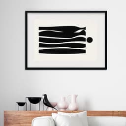 Quadro Abstrato Horizontal Preto e Branco - 60x48cm