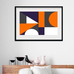 Quadro Abstrato Laranja e Roxo - 60x48cm