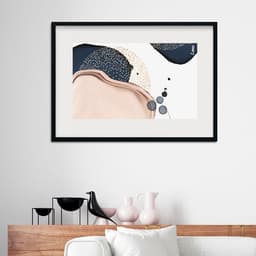 Quadro Abstrato Rosê e Azul Marinho - 60x48cm