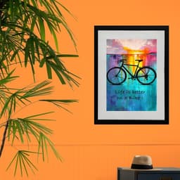Quadro Aquarela Bike Frase - 60x48cm
