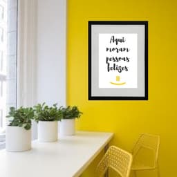 Quadro Aqui Moram Pessoas Felizes - 60x48cm