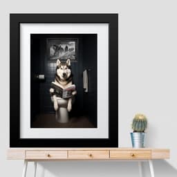 Quadro Banheiro Husky Siberiano - 60x48cm