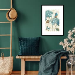 Quadro Botânica Passarinho Azul - 60x48cm