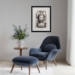 Quadro Buda Cinza e Branco - 60x48cm