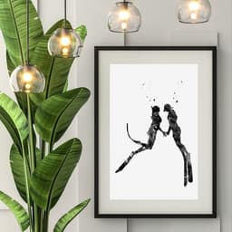 Quadro Casal De Mergulhadores - 60x48cm