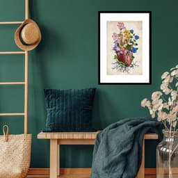 Quadro Coração Com Flores - 60x48cm