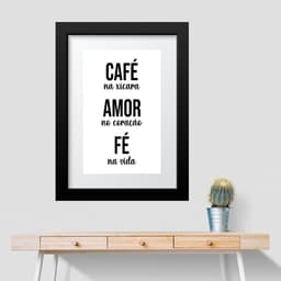 Quadro Cozinha Café Amor Fé - 60x48cm
