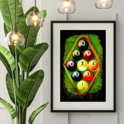 Quadro Decorativo Bolas Bilhar - 60x48cm