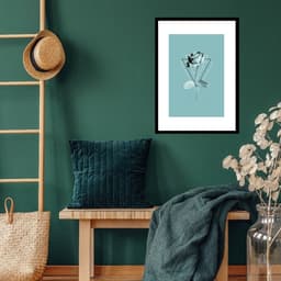 Quadro Flor Geométrica Azul - 60x48cm