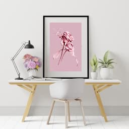 Quadro Flores Rosas de Tinta - 60x48cm