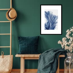 Quadro Folhas Palmeira Azul - 60x48cm