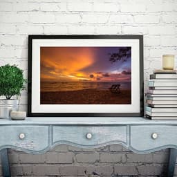 Quadro Fotografia Anoitecer Na Praia - 60x48cm