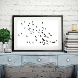 Quadro Fotografia Revoada de Andorinhas - 60x48cm