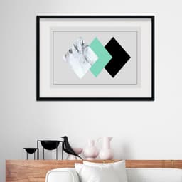 Quadro Horizontal Mármore Acqua e Preto - 60x48cm