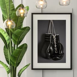 Quadro Luvas de Boxe Preta - 60x48cm