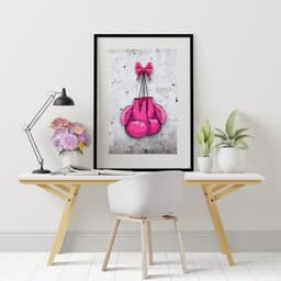 Quadro Luvas de Boxe Rosa - 60x48cm