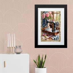 Quadro Máquina Costura Antiga Flores - 60x48cm