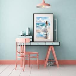 Quadro Mulher Caminhando Praia - 60x48cm