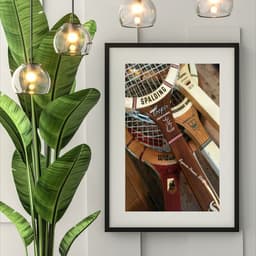 Quadro Raquetes de Tênis Antiga - 60x48cm