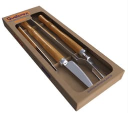 Conjunto Garfo Faca e Pegador  aço inox 430 Qualinox 0559 churrasco carne grelha