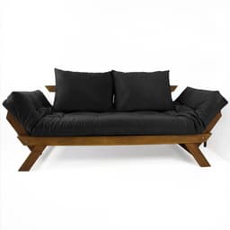 Sofá Japão Futon Acquablock Madeira Cor Imbuia - Preto