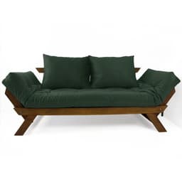 Sofá Japão Futon Verde Militar Em Madeira Maciça Imbuia