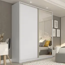 Guarda-Roupa Casal com 1 Espelho Belluno 2 Portas 3 Gavetas Branco