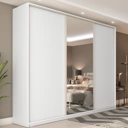 Guarda-Roupa Casal com 1 Espelho Belluno 3 Portas 3 Gavetas Branco
