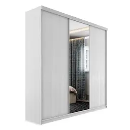 Guarda-Roupa Casal com 1 Espelho Lugano 3 Portas 4 Gavetas Branco