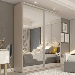 Guarda-Roupa Casal com 2 Espelhos Belluno 2 Portas 3 Gavetas Bege