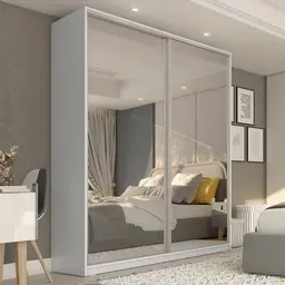 Guarda-Roupa Casal com 2 Espelhos Belluno 2 Portas 3 Gavetas Branco