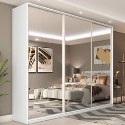 Guarda-Roupa Casal com 3 Espelhos Belluno 3 Portas 3 Gavetas Branco