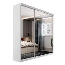 Guarda-Roupa Casal com 3 Espelhos Lugano 3 Portas 4 Gavetas Branco