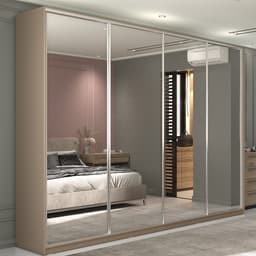 Guarda-Roupa Casal com Espelho Zermatt 100% MDF 4 Portas 6 Gavetas Bege