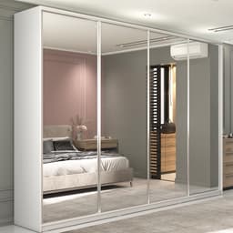 Guarda-Roupa Casal com Espelho Zermatt 100% MDF 4 Portas 6 Gavetas Branco