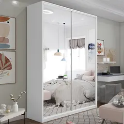 Guarda-Roupa Solteiro com Espelho Zermatt 100% MDF 2 PT 3 GV Branco