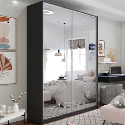 Guarda-Roupa Solteiro com Espelho Zermatt 100% MDF 2 PT 3 GV Preto