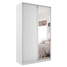 Guarda-Roupa Solteiro com Espelho Zermatt 100% MDF 2 Portas 3 Gavetas Branco