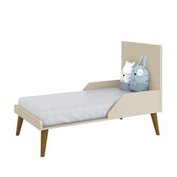 Dormitório Infantil Theo Retrô 2 Portas, Cômoda 1 Porta, Berço Areia Fosco com Pés Amadeirado e Colchão - Reller Móveis