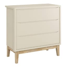 Jogo de Quarto Classic Guarda Roupa 2 Portas e Cômoda 3 Gavetas Areia Fosco com Pés Madeira Natural - Reller Móveis