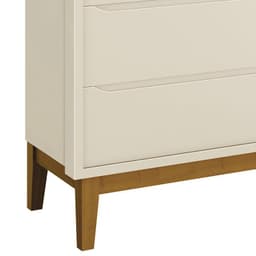 Jogo de Quarto Infantil Guarda Roupa 3 Portas e Cômoda 3 Gavetas Areia Fosco Classic com Pés Amadeirado - Reller Móveis