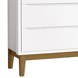 Jogo de Quarto Infantil Guarda Roupa 3 Portas e Cômoda 3 Gavetas Branco Fosco Classic com Pés Amadeirado - Reller Móveis